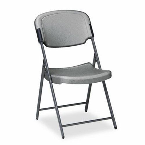 Iceberg Rough N Ready Resin Folding Chair, Steel Frame, Charcoal (ICE64007)