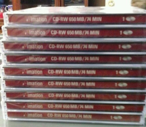 NEW Lot 9 CD-RW 1x-4x High Speed ReWritable CD COMPATIBLE 74MIN/650MB IMATION