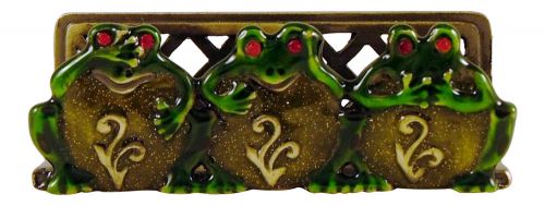 Jewelled Green Frog No Evil Business Card Holder