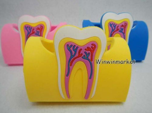 3 Pieces New Rubber Blue Dental Teeth Tooth Name Card Holder Case for Dentist