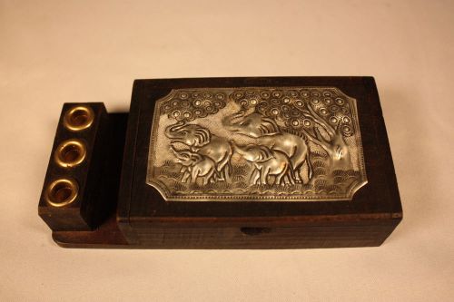 Elephant desk organizer hand stamped (K1028)