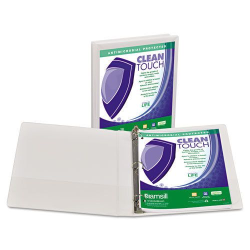 Clean Touch Locking Round Ring View Binder, 1&#034; Capacity, White