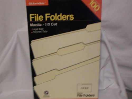 LOT OF 61 MANILLA ~~FILE FOLDERS-- Globe Weis--- LEGAL SIZE~~1/3 CUT