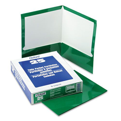 High Gloss Laminated Paperboard Folder, 100-Sheet Capacity, Green, 25/Box