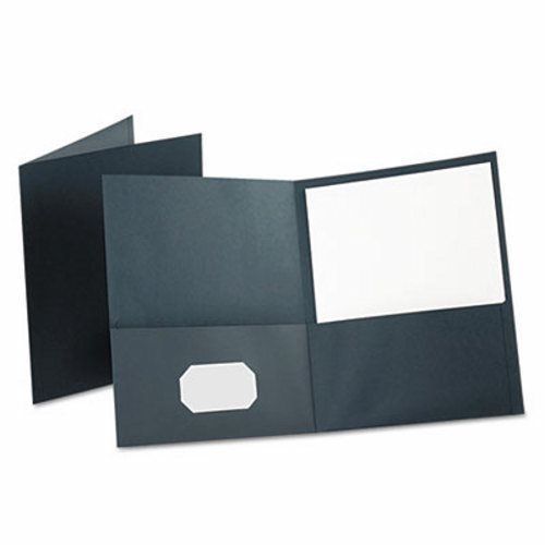 Oxford Twin-Pocket Folder, Embossed Leather Grain Paper, Dark Blue (OXF57538)