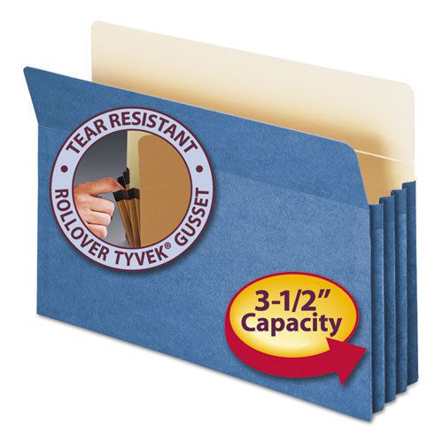 3 1/2 Inch Accordion Expansion Colored File Pocket, Straight Tab, Legal, Blue