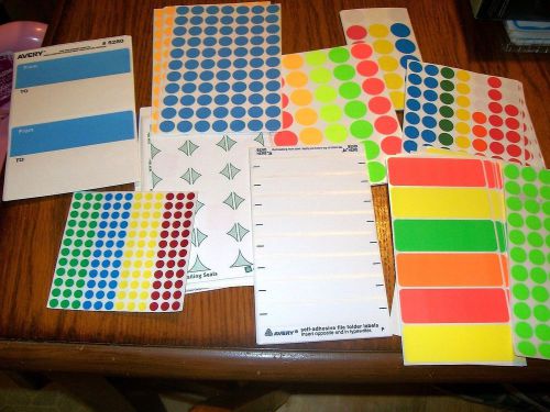 Lot of Avery Labels: Name Badges,Color Coding, Mailing,Mailing Seals, &amp; Folder