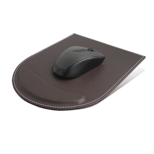 High Quality Solid Color Pu Leather Wrist Comfort Mousepad Mat Brown A183