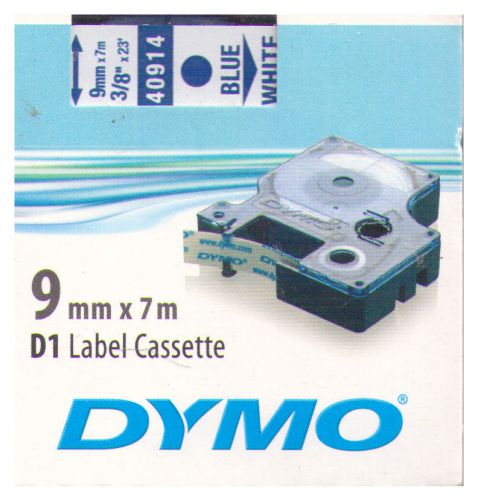 Dymo d1 label cassette - 9mm x 7m - 40914 blue on white for sale