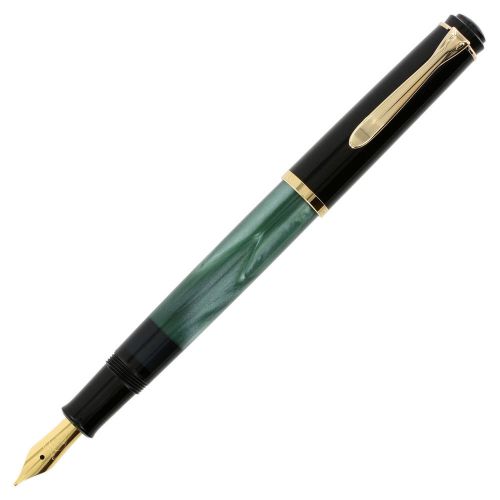 Pelikan Tradition Series 200 Green Marble GT Medium Point Fountain Pen - 994103