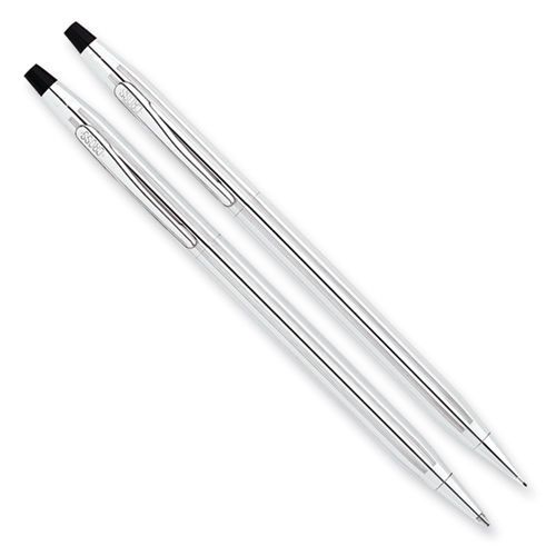 Classic Century Lustrous Chrome Ball-Point Pen &amp; 0.7mm Pencil Set