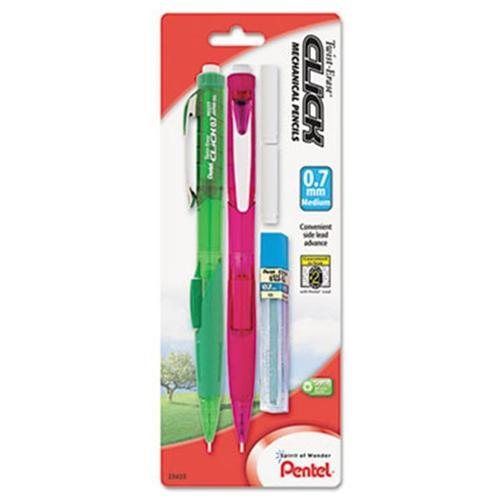 Pentel PD277TLEBP2 Twist-Erase CLICK Mechanical Pencil, 0.7 mm, Assorted Barrels