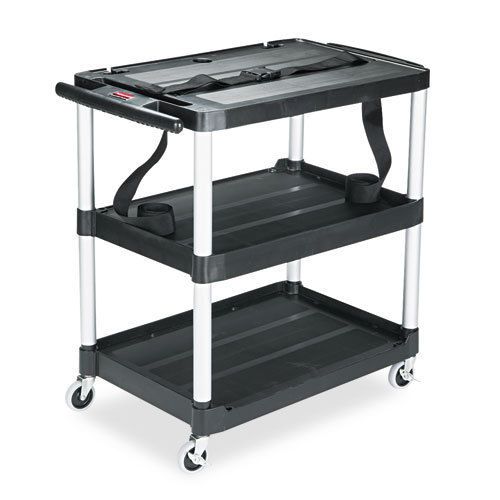 Rubbermaid media master av cart, three shelves, 18-3/4 x 32-3/4 x 33, - rcp9t28 for sale