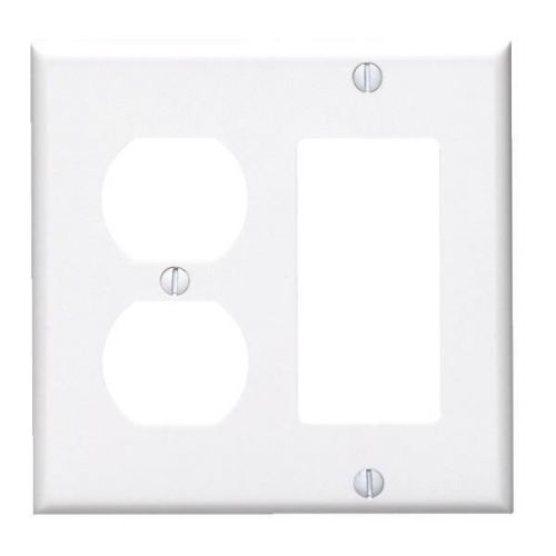 Leviton 80455W Standard Combination Wall Plate-WHT COMBO WALL PLATE