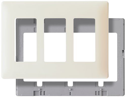 Pass &amp; Seymour SWP263LABPCC10 Screw Less Wall Plate Plastic Sub Plate Three Gang