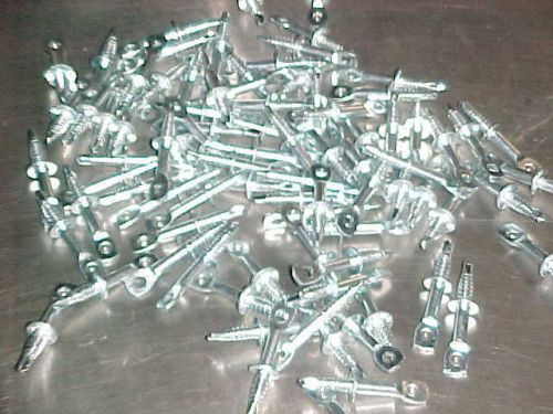 100) 1/4&#034; x 2&#034; self drilling acoustical ceiling eye lag screws eye bolt  sur-pro for sale