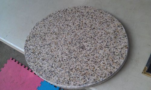 9N49 GRANITE OVAL, 16-1/2&#034; X 13-1/2&#034; X 3/4&#034; +/-, PINK/GOLD/BROWN, ROUGH EDGES GC