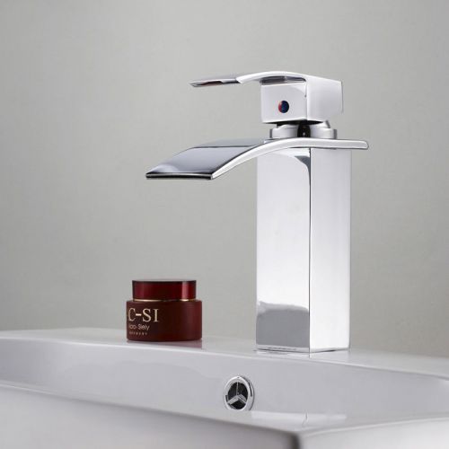 Modern Waterfall Single Hole Lavatory Faucet Chrome Brass Tap Free Shipping