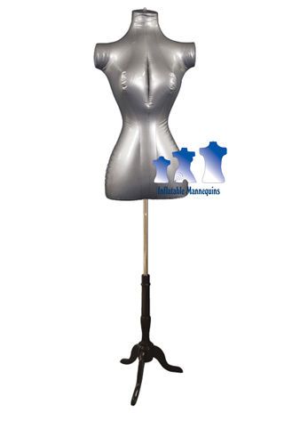 Inflatable Female Torso, Silver, With MS7B Stand
