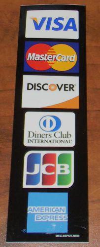 CREDIT CARD LOGO DECAL~VISA-MASTERCARD-DISCOVER-AMERICAN EXPRESS-DINERS CLUB-ETC