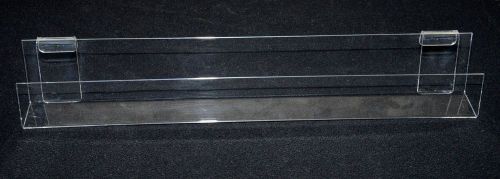 Acrylic J-Rack Flat Back Open End 24&#034; Long 2&#034; High 1.5&#034; Deep Set of 6 *NEW*