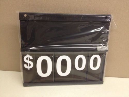 CASE of 13 Black Plastic Price Sign 12.5&#034; x 11&#034; Spiral Flip Dollar Numbers