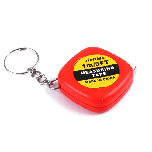 Red Measuring Tool 1 Meter 3 Feet Mini Tape Measure w Key Ring