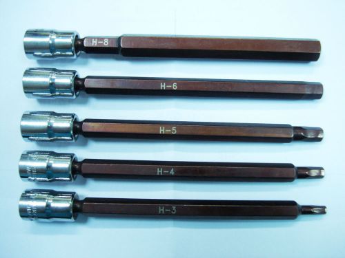 New long metric 3 - 8 mm hex 1\4&#034; drive socket 5 pcs set for sale