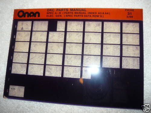 Onan DKC Spec A-B Engine Elec Generator Parts Manual Mi