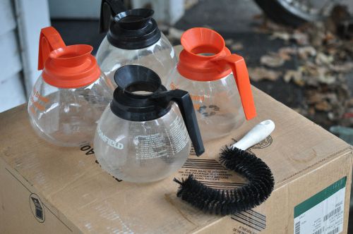 4 Glass Coffee Pot and 1 cleaner brush Decanter Bloomfield Schott Duran