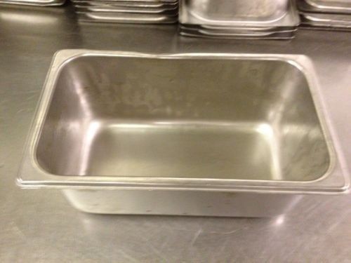 (3) steam table pans 1/4 size 6.5&#034;x10.5&#034;,4&#034; deep 18-8 stainless steel for sale