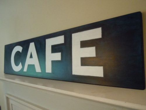 &#034; CAFE &#034; Sign / Vintage Style / Original Art / M. Cotrone Artist / 42&#034; X 9 1/4&#034;