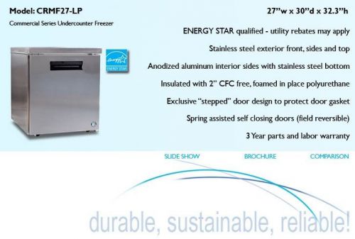 NEW Hoshizaki CRMF27 One Door Undercounter Reach-In Freezer (7.2 cuft) 27&#034; Wide