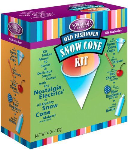 NEW Nostalgia Electrics SCK-800 Snow Cone Kit with 30 Spoon Straws and Bottle