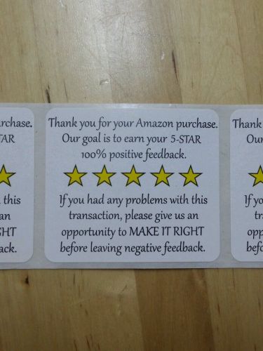 1.75&#034; x 2&#034;  Amazon 5 Star Rating Customer Service LABEL STICKER (20 labels) USA