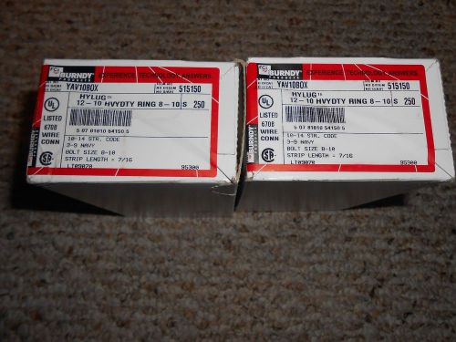 BURNDY YAV10BOX CU Compression Terminal  Conductor 8-10 Stud  12-10AWG NIB  500