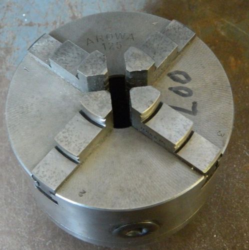 5&#034; AROWA 125, 4 JAW UNIVERSAL SCROLL CHUCK, LOO BACK PLATE,FOR LEBLOND LATHE