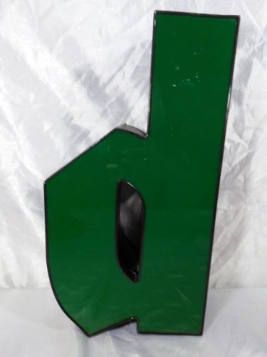 LETTER D NEON LIGHT WITH TUBES UNTESTED BLACK GREEN COLOR AS IS FAST CALC SHIPNG