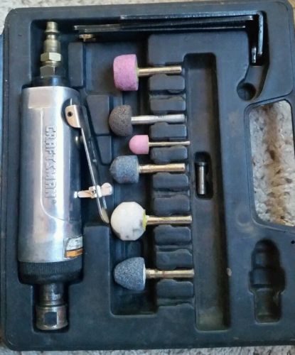 Used Craftsman 1/4&#034; Air Die Grinder Set, Straight, Case, 6 Bits, 875.188790