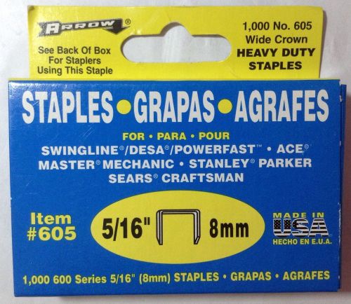 Arrow  Fastener # 605  Wide Crown Heavy Duty Staples 5/16&#034; ( 8MM ) 1000 Pieces