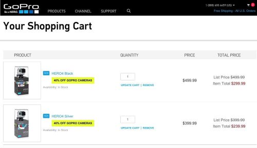 One (1) GoPro.com 40% Off V.I.P. Promo Code. Save $200 on a GoPro Hero4 Black