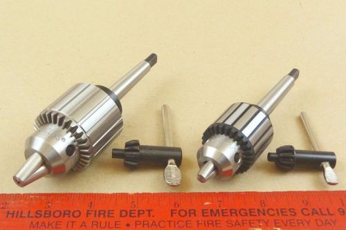 SET NEW GENUINE JACOBS 3/8 &amp; 1/2&#034; CAP MT1 TAILSTOCK DRILL CHUCKS MACHINIST LATHE