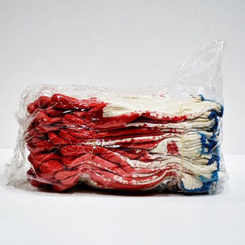 Cotton/poly red coated latex palm finger work gloves  &#034;10 pairs&#034;  0032-0 for sale