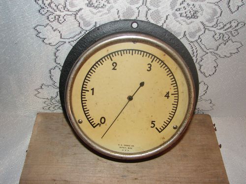 vtg Trerice Detroit, MI.   0-5  6&#034; Flanged Pressure Gauge Steampunk Cast Iron