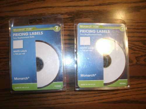 4 Monarch 925084 Price Labels F/Model 1136, 2 Line, 41/64&#034;x25/32&#034;,2/RL,White