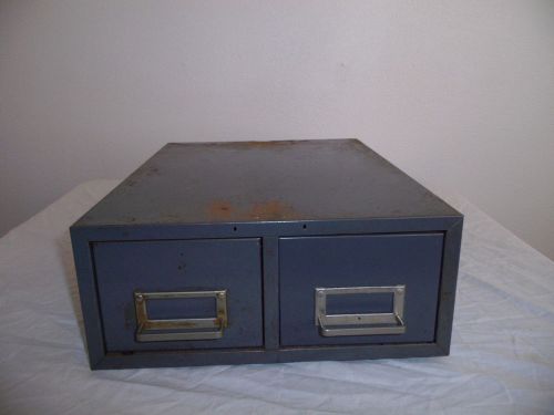 2 Drawer Metal Card Catalog File Cabinet Steelmaster Vintage Industrial #3