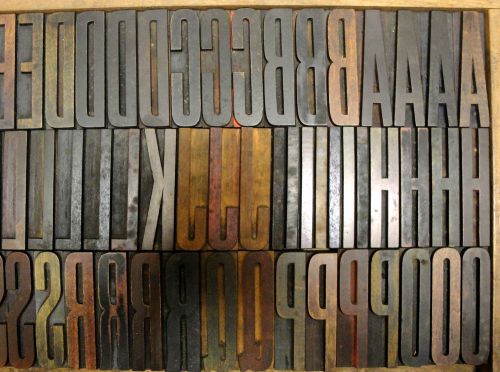 Letterpress WOOD 4&#034; ULTRA SLIM ALPHABET 122pcs **Stunning VERY RARE Alphabet**