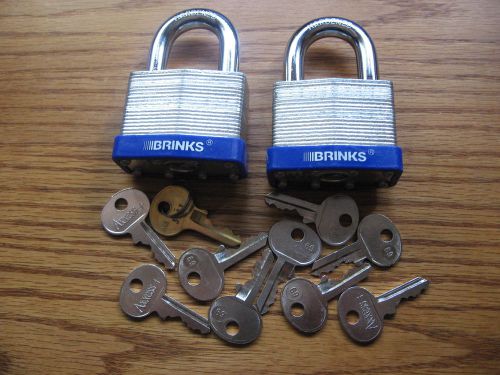 2 BRINKS 3/8 HEAVY DUTY HARDENED LOCKS KEYED ALIKE W/10 KEYS