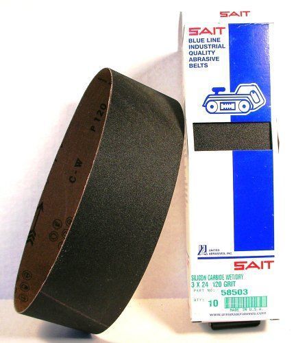 SAIT 58503 Closed Coat Silicon Carbide 3-Inch x 24-Inch C-W 120 Grit Sanding Bel