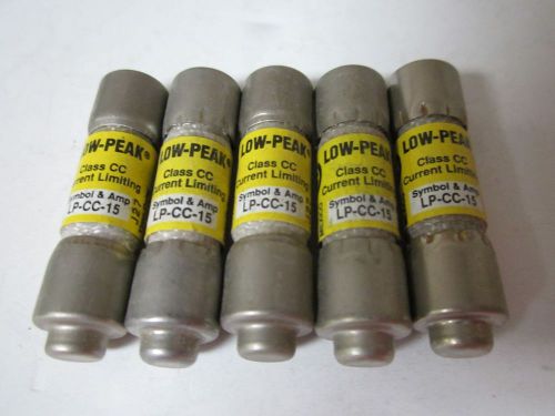 LOT OF 5 COOPER BUSSMANN LOW-PEAK LP-CC-15 FUSE NEW NO BOX